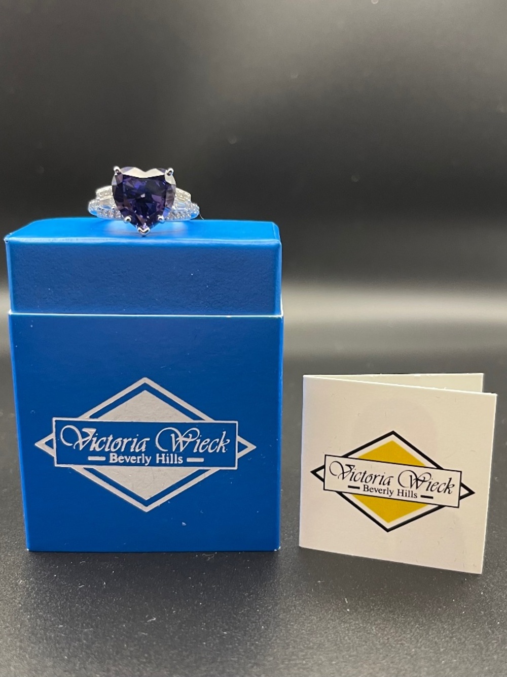 Victoria Wieck Heart Cut simulated Tanzanite or simulated Amethyst